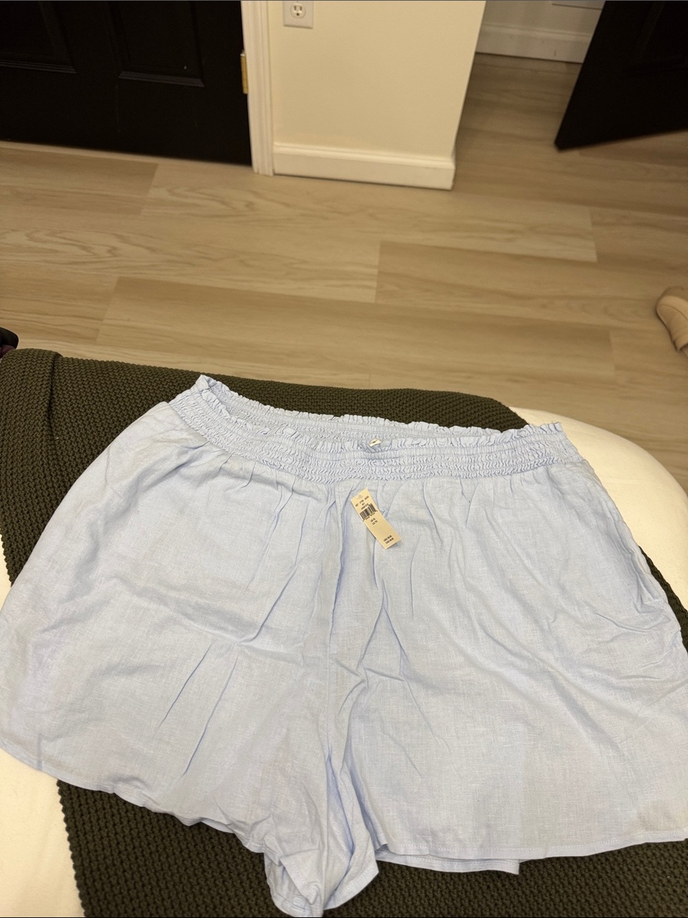 aerie Light Blue High-Waist Elastic Shorts